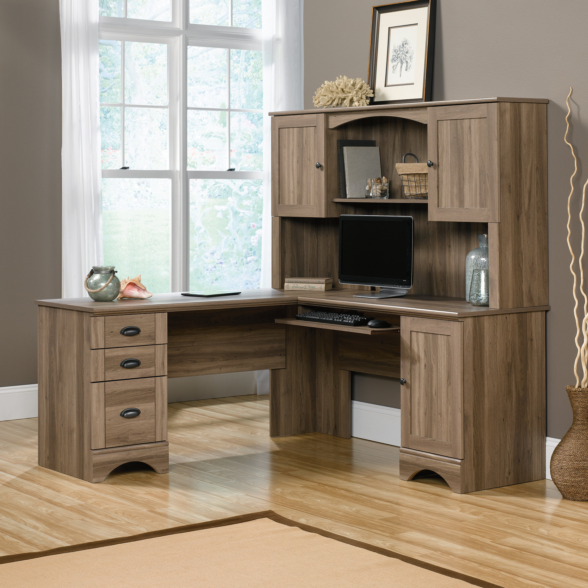 Sauder Harbor View Corner Hutch Desk Ste Reviews Wayfair